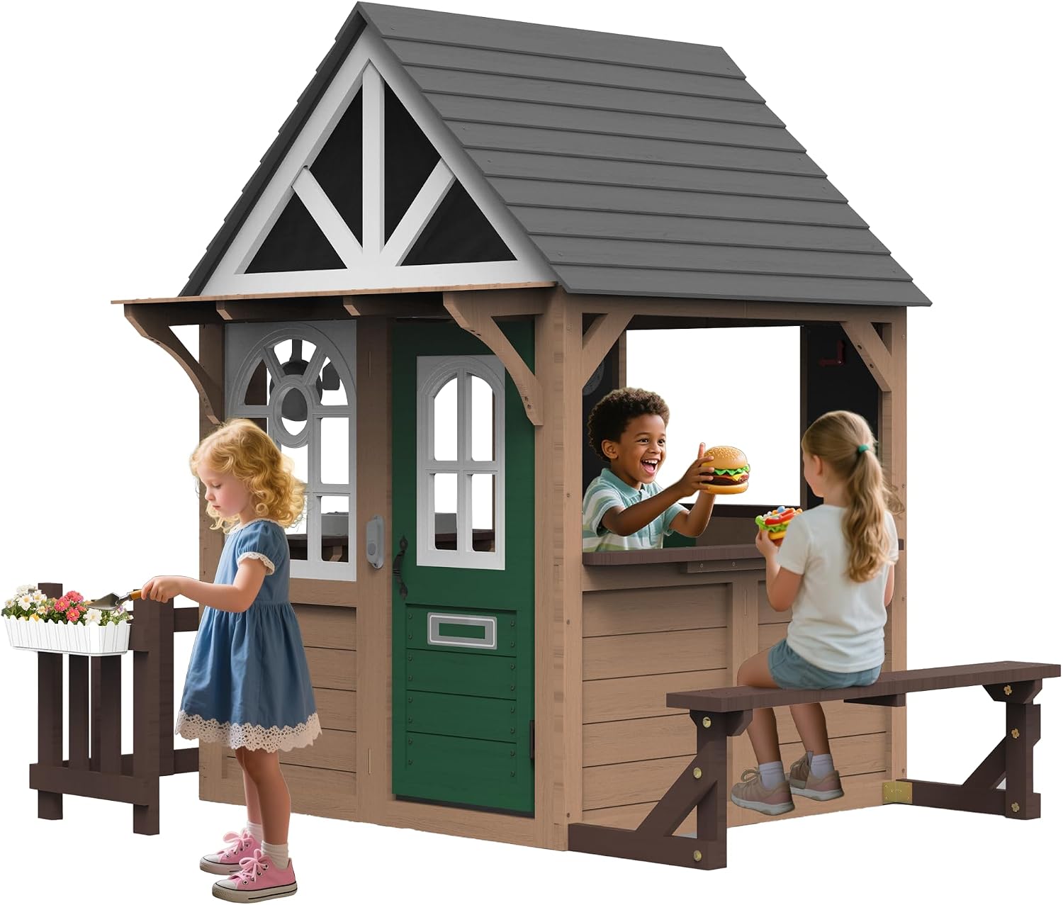 Kids Outdoor Wooden Playhouse - Seizeen Buitenspeelhuis voor Kinderen, Speelhuis van