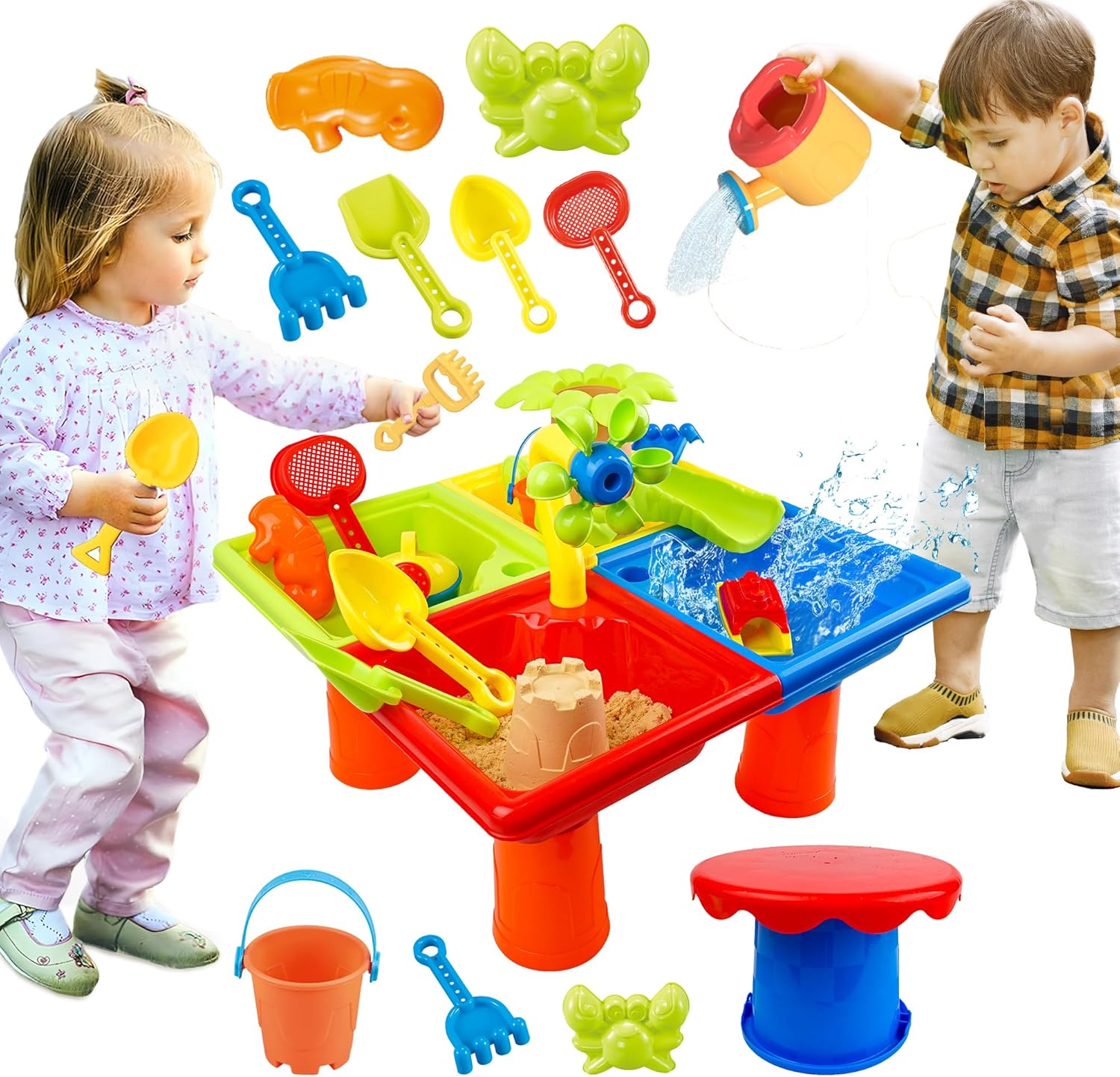 Kids Outdoor Water Toys - 25 stuks zomerwatertafel voor peuters 4-in-1