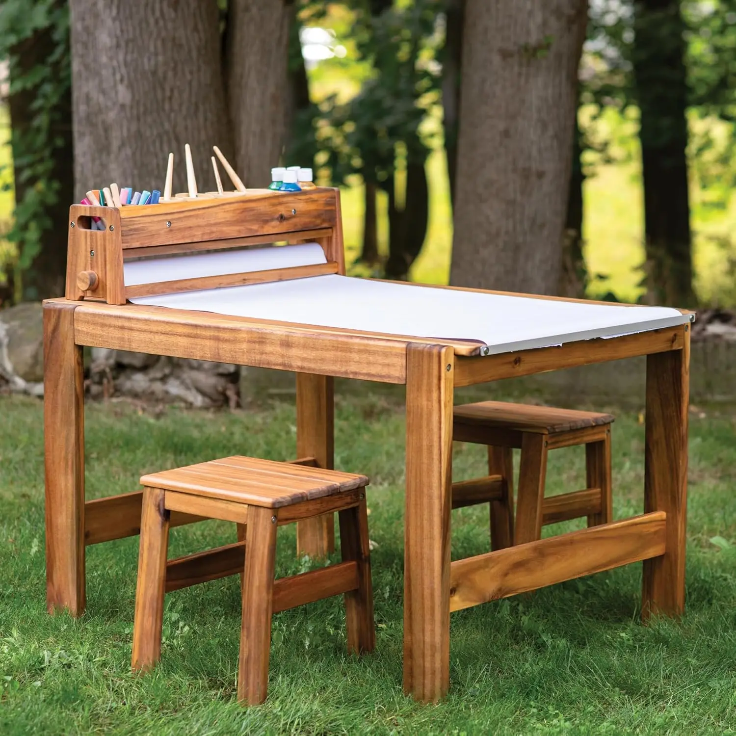 Kids Outdoor Table And Chair Set - Acadia Buitenkunsttafel- en krukjesset: Kinderen Acacia