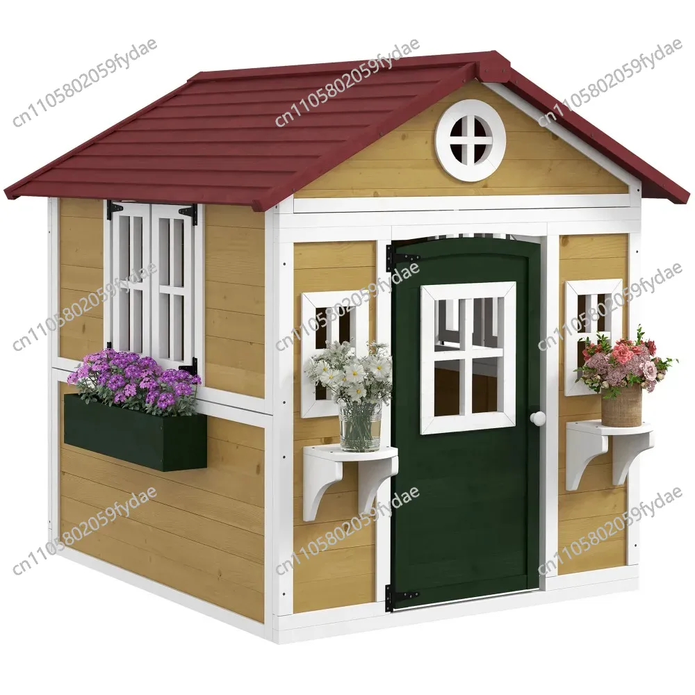 Kids Outdoor Wooden Playhouse - Buitenspeelhuis voor kinderen, houten speelhuis met
