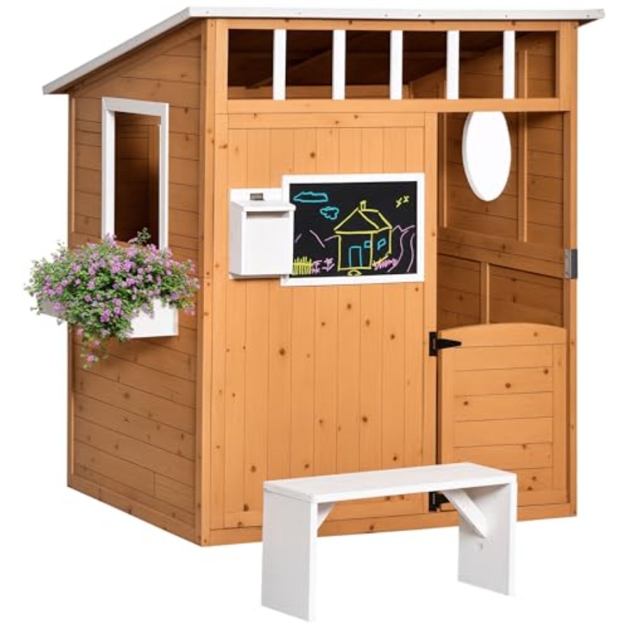 Kids Outdoor Wooden Playhouse - Houten buiten speelhuisje voor kinderen met