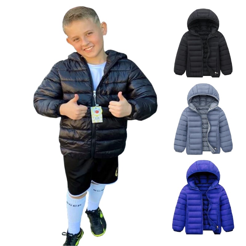 Kids Outdoor Jacket - Lichtgewicht Donsjassen Met Capuchon Kinderen Jongens
