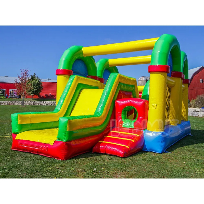 Kids Outdoor Jump House - Commerciële opblaasbare hindernisbaan met glijbaan, springkasteel