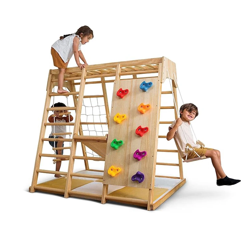 Kids Outdoor Wooden Climbing Frame - Kinderbinnen speeltuin activiteiten gym apparatuur oefening