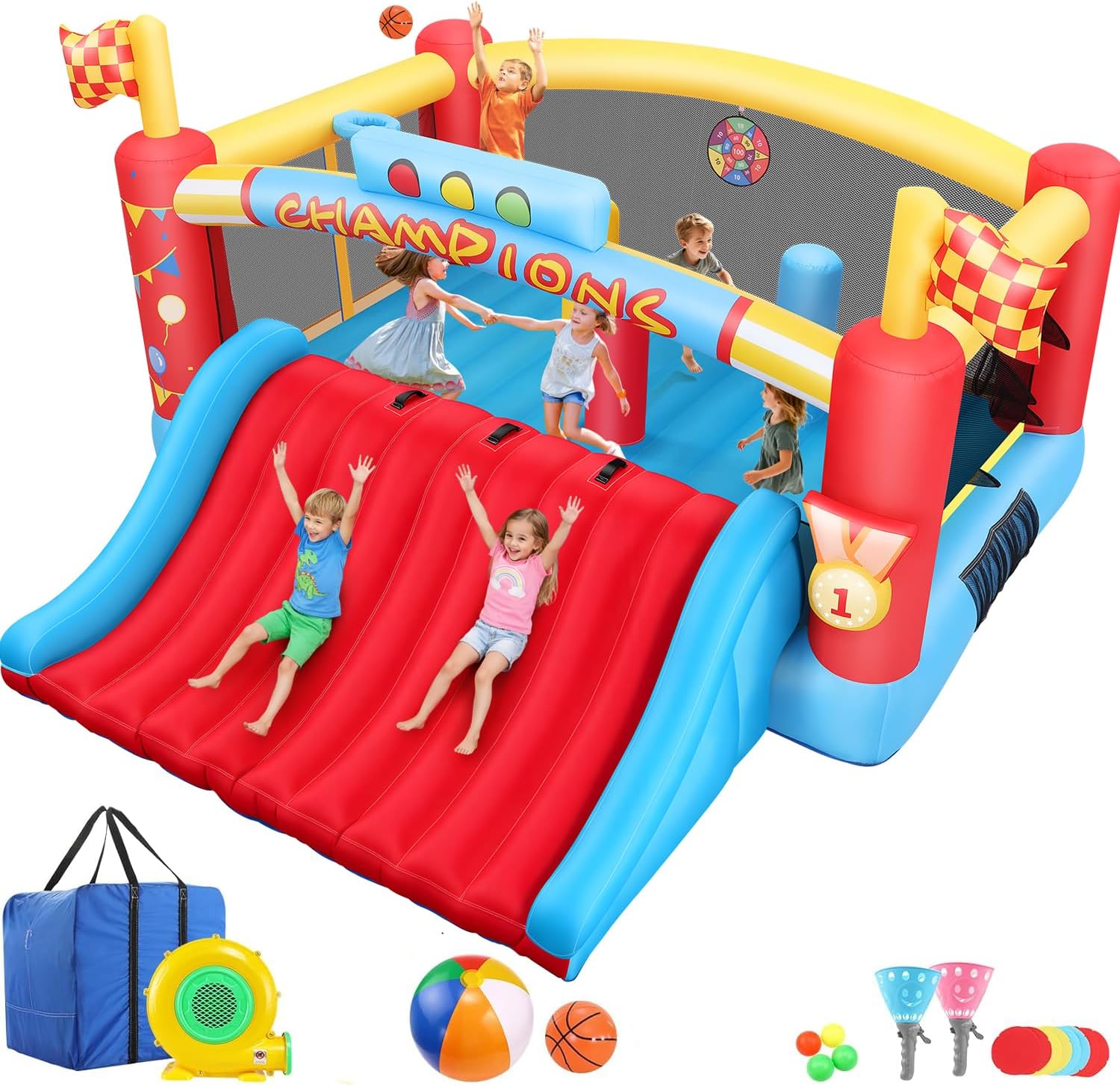 Kids Outdoor Basketball - Grote opblaasbare springkasteel voor grote kinderen,