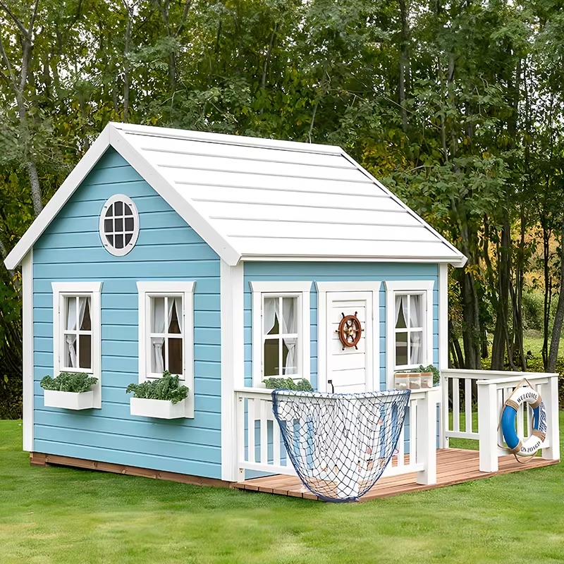Kids Outdoor Wooden Playhouse - Buitenhuisje voor kinderen, houten speelhuisje voor