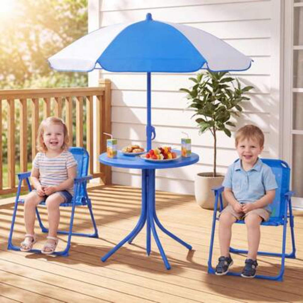 Kids Outdoor Table And Chair Set - Kinderpicknicktafel voor buiten met 2 opklapbare