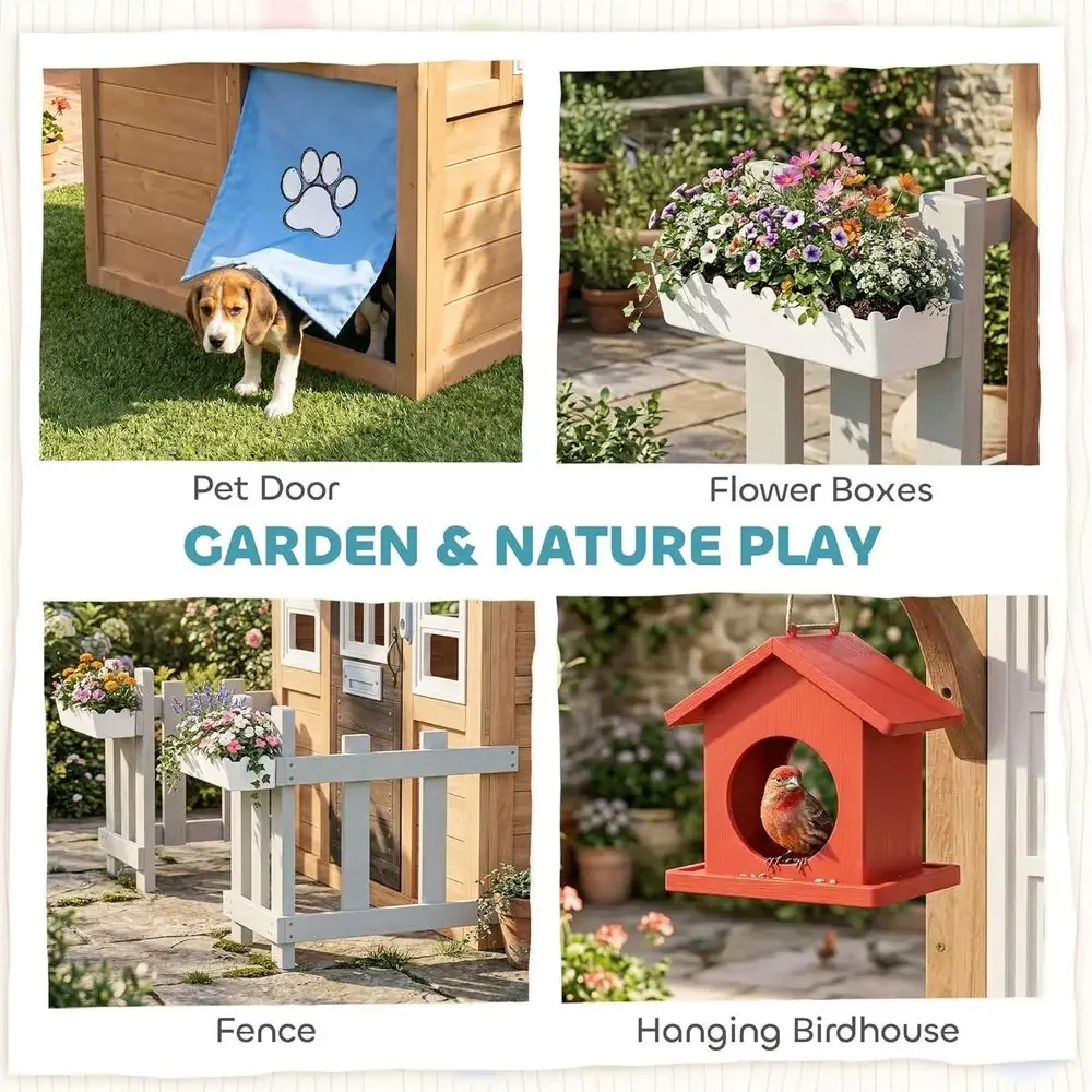 Qaba Buitenspeelhuis met deur  - Kids Outdoor Wooden Playhouse recensie en prijs