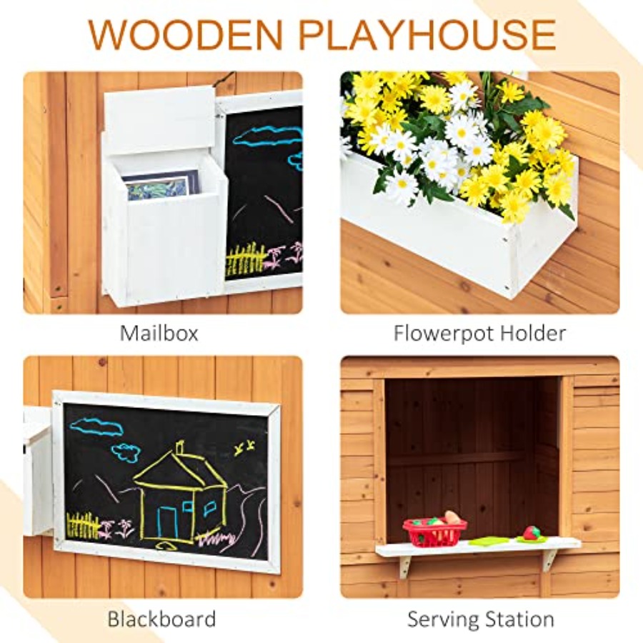 Houten buiten speelhuisje voor - Kids Outdoor Wooden Playhouse recensie en prijs