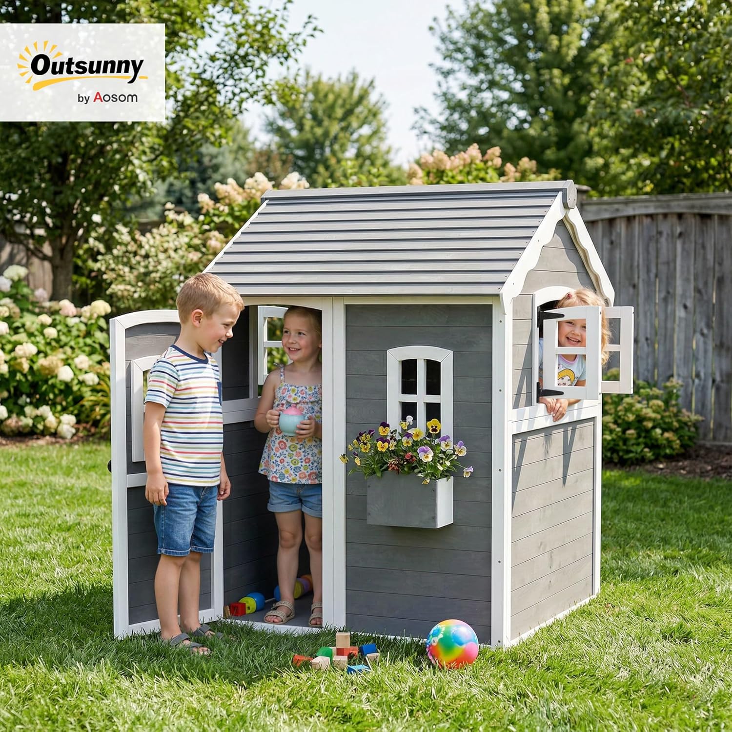 # Houten buiten speelhuisje me - Kids Outdoor Wooden Playhouse recensie en prijs