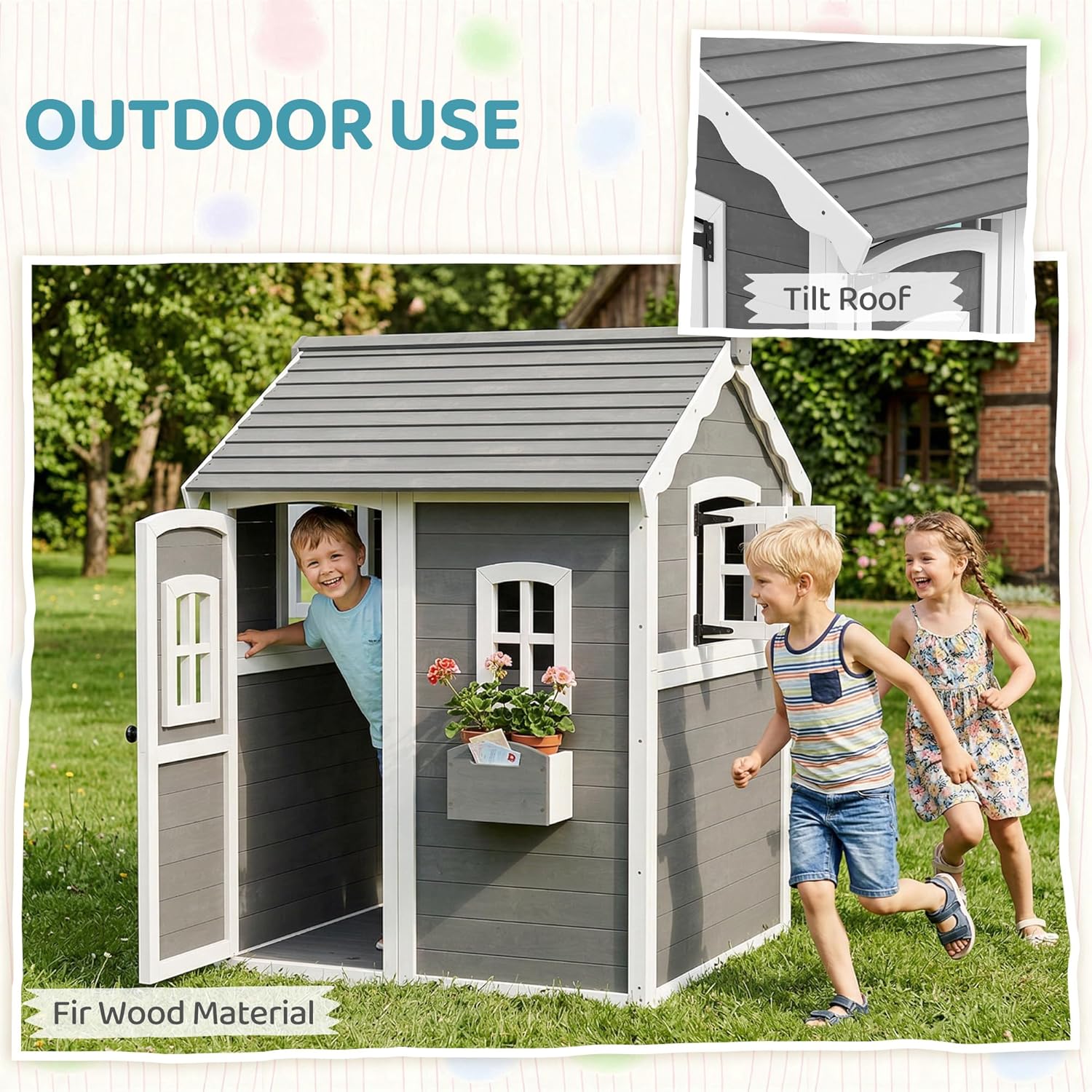 # Houten buiten speelhuisje me - Kids Outdoor Wooden Playhouse recensie en prijs