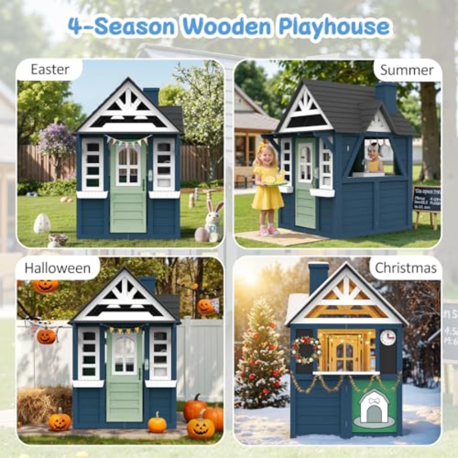 Buitenspeelhuis voor kinderen: - Kids Outdoor Wooden Playhouse recensie en prijs