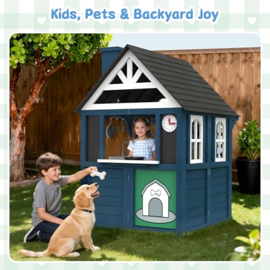 Buitenspeelhuis voor kinderen: - Kids Outdoor Wooden Playhouse recensie en prijs