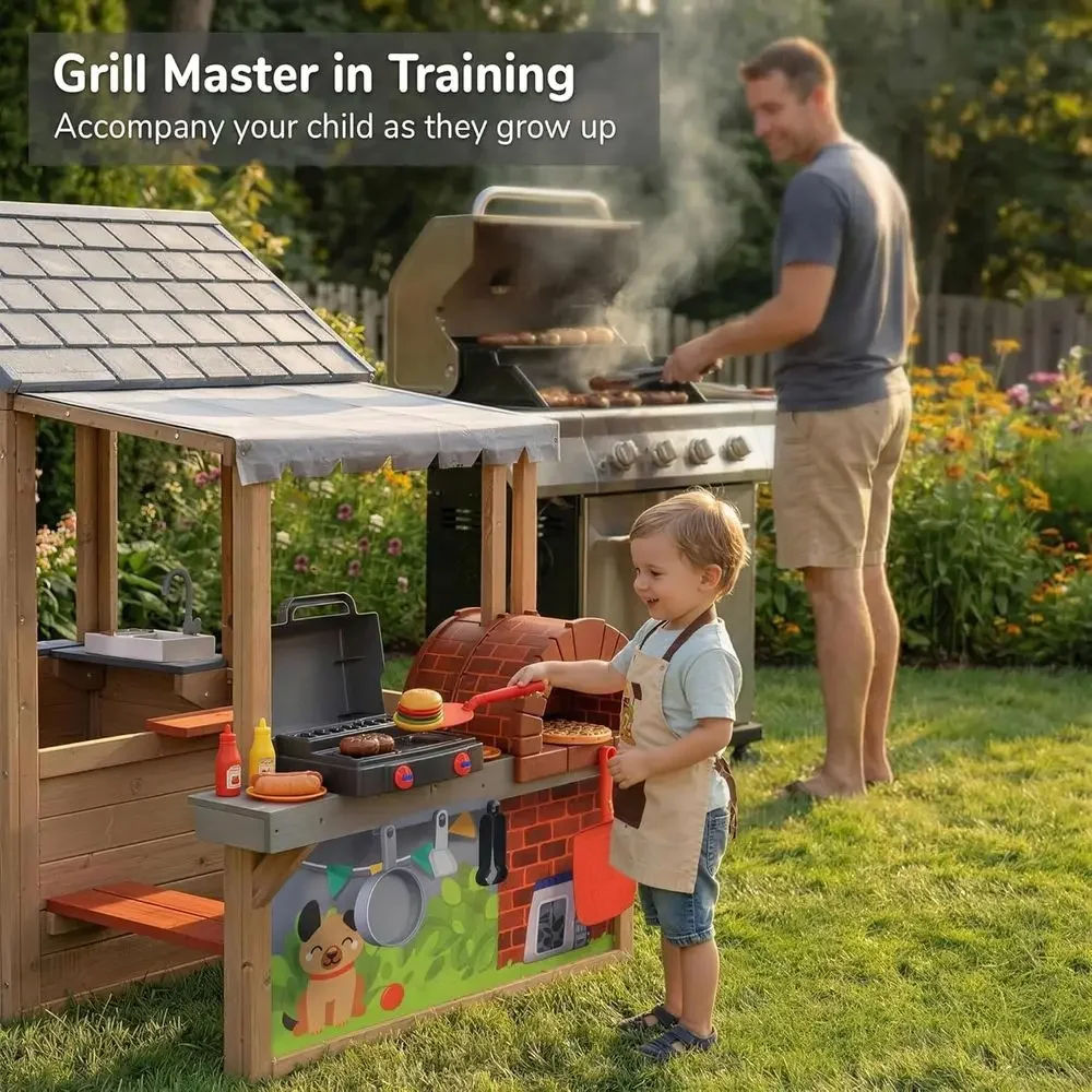 Houten speelhuis voor buiten,  - Kids Outdoor Wooden Playhouse recensie en prijs