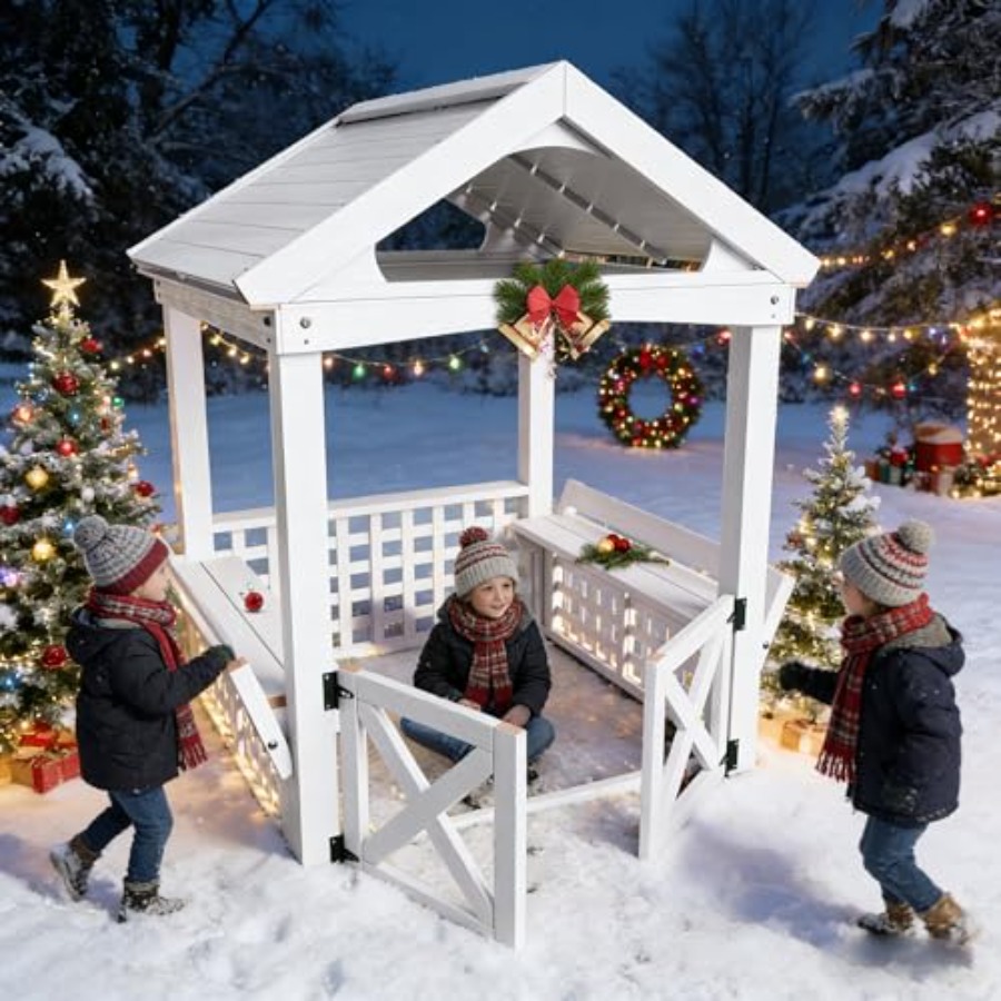 Buitenhuisje van hout voor kin - Kids Outdoor Wooden Playhouse recensie en prijs