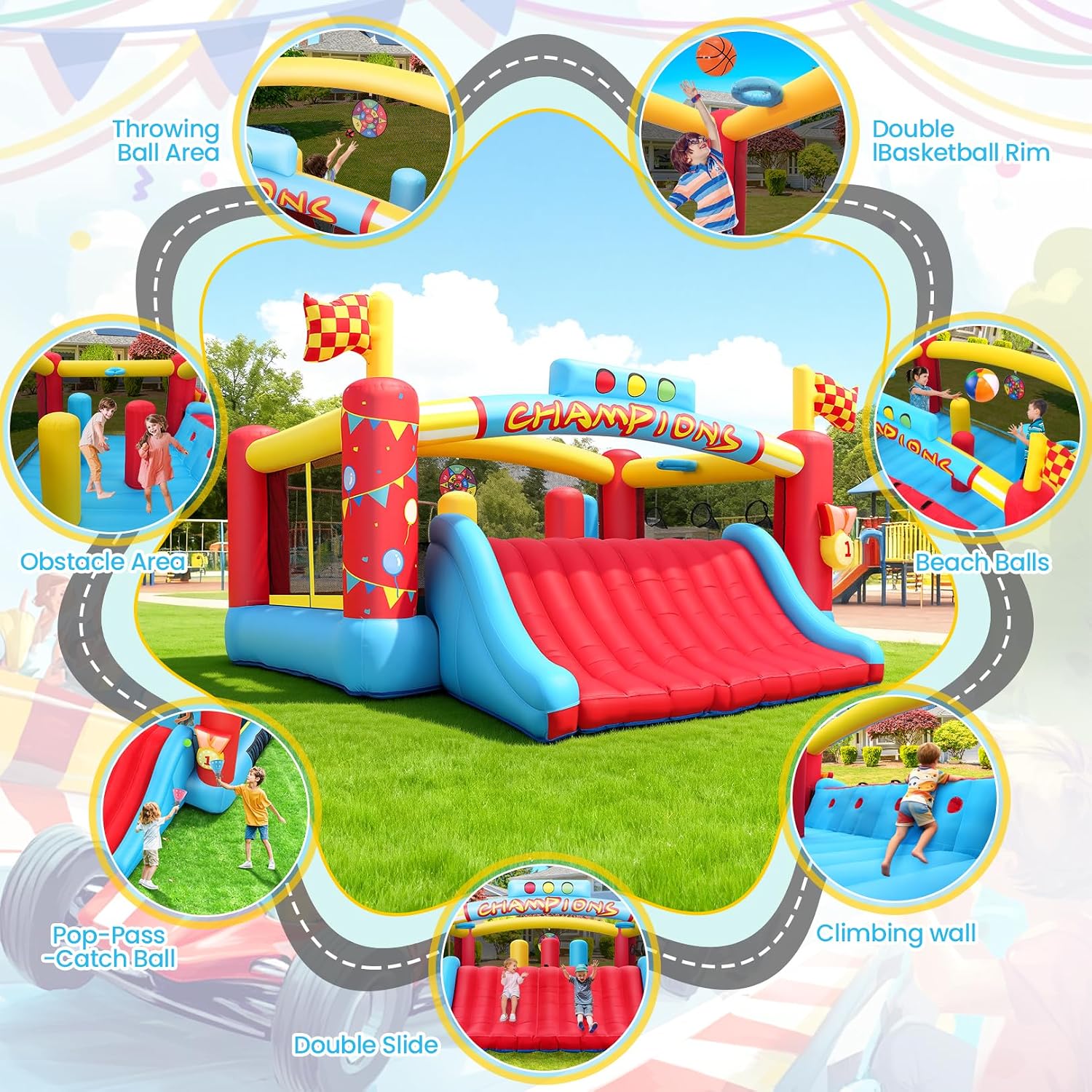 Grote opblaasbare springkastee - Kids Outdoor Basketball recensie en prijs