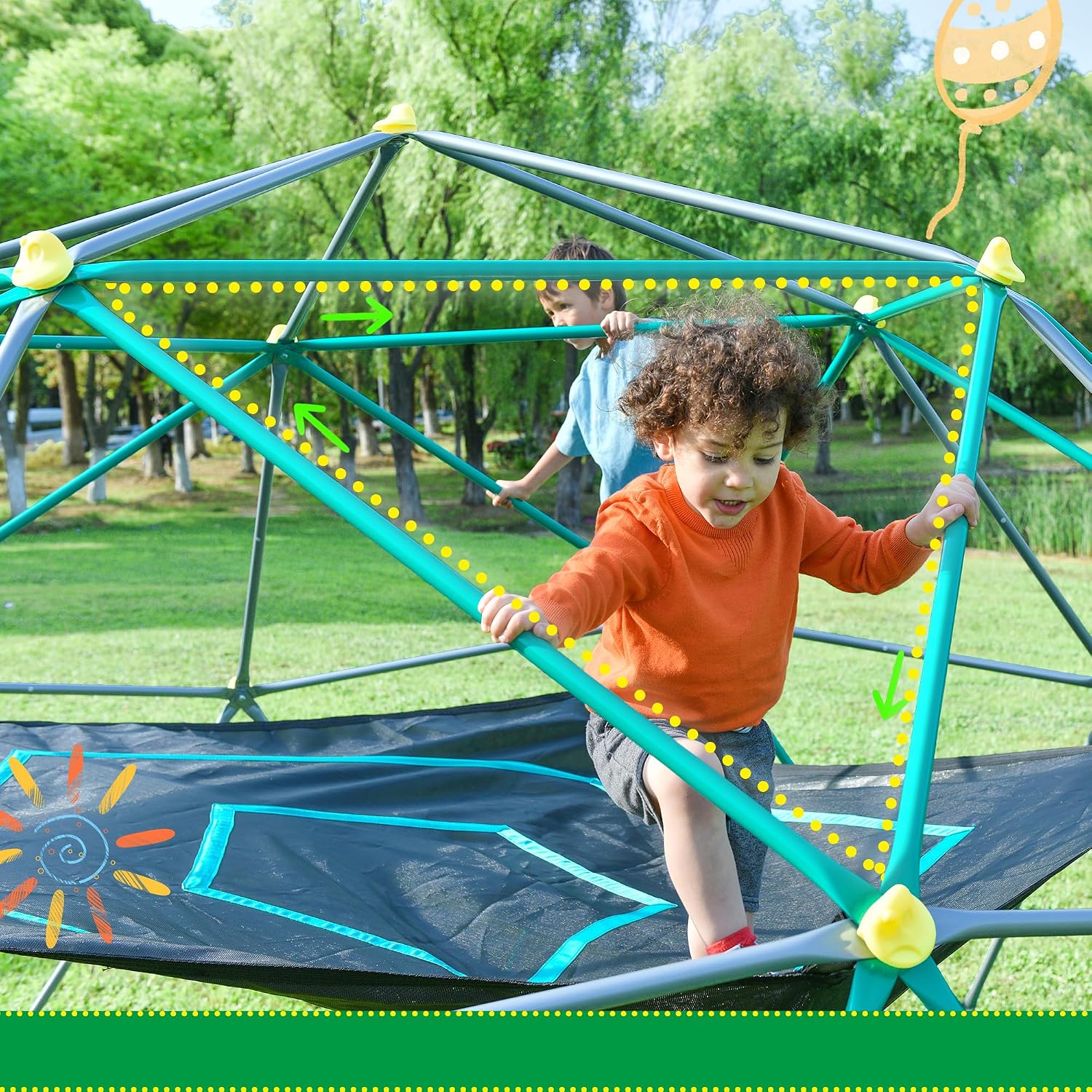 13 FT Klimkoepel met speelheme - Kids Outdoor Jungle Gym Dome recensie en prijs