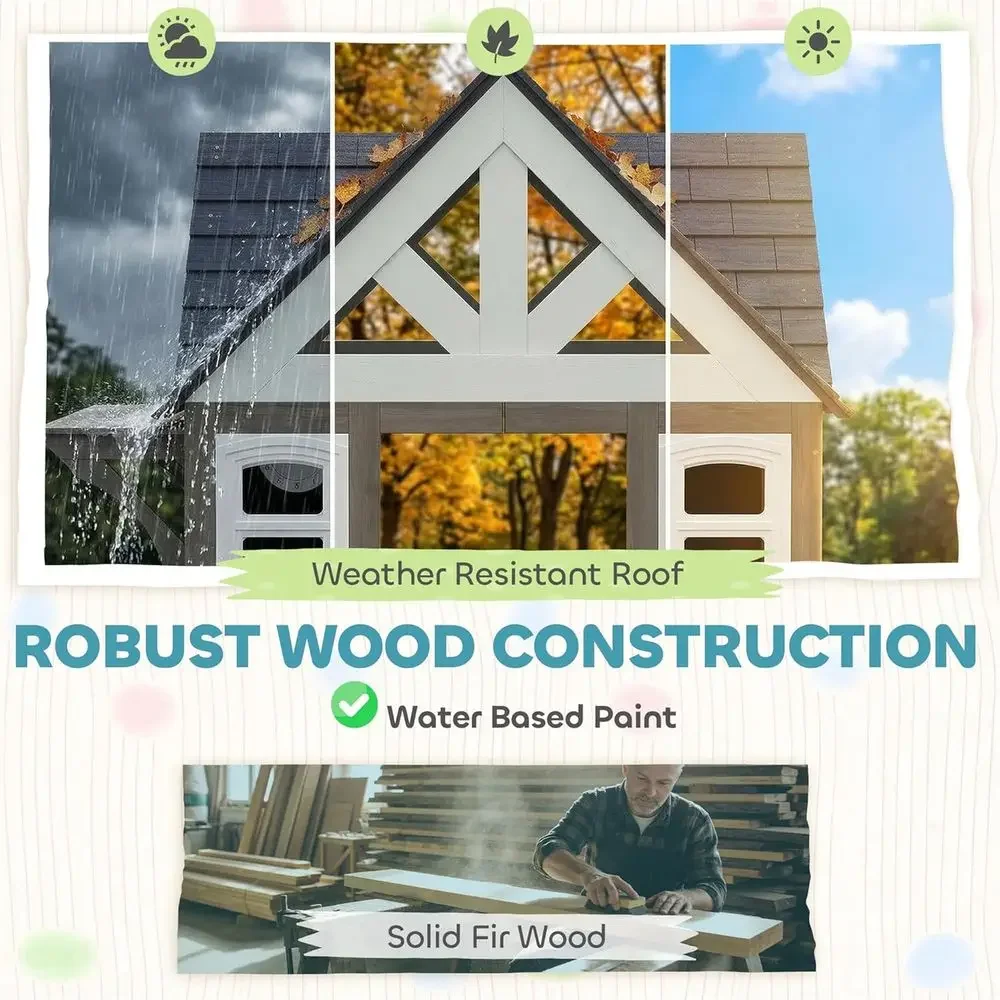 Qaba Buitenspeelhuis, Houten K - Kids Outdoor Wooden Playhouse recensie en prijs